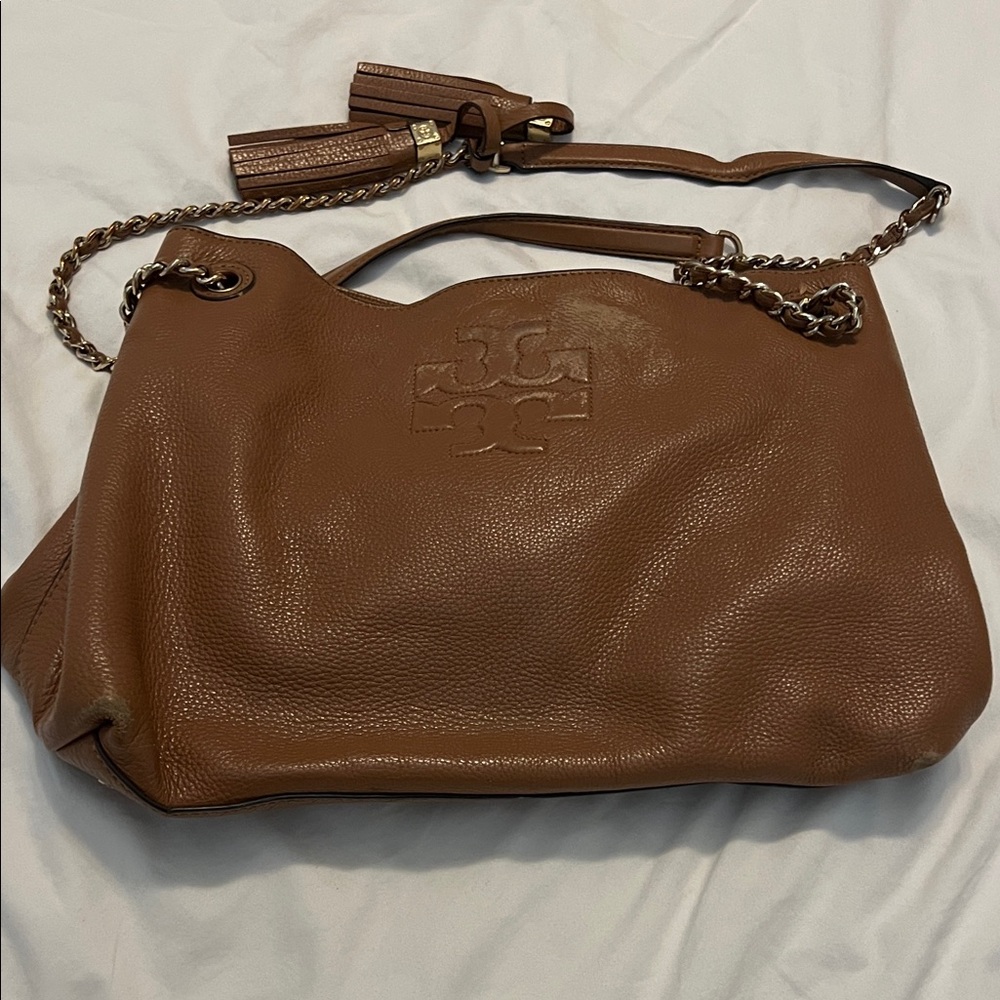 Tory Burch Tan Leather Shoulder Bag w/ Wear